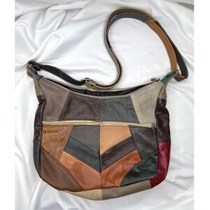 Multicolor Patchwork Leather Shoulder Bag